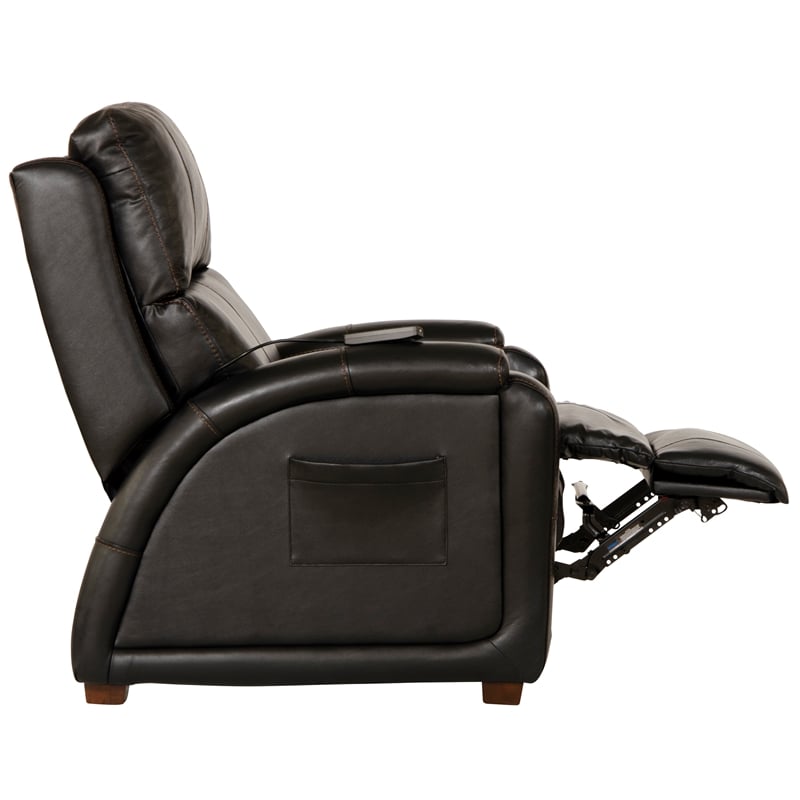 Pemberly Row Zero Gravity Leather Recliner with Massage in Black