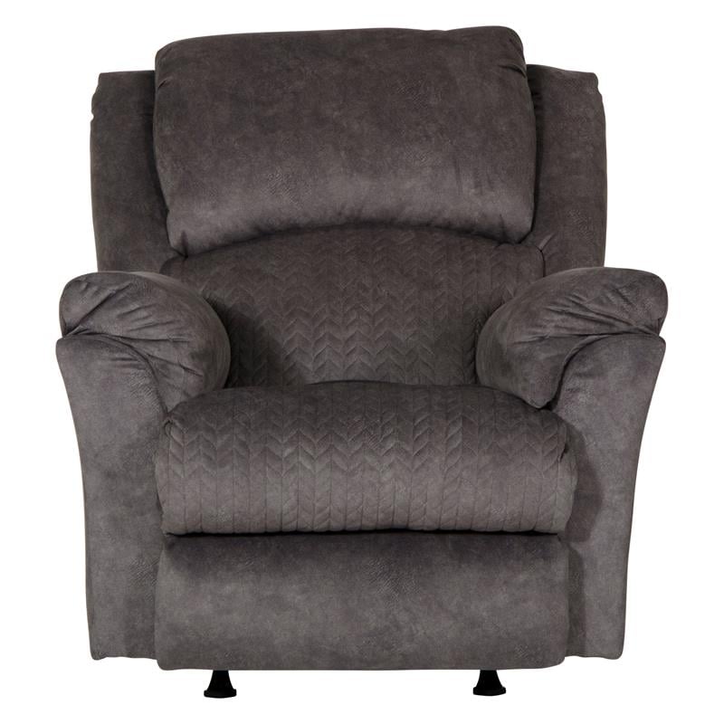 Pemberly Row Power Rocker Recliner in Grey Polyester with USB Port