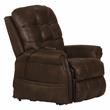 Pemberly Row Power Lift Recliner with Heat Massage in Chocolate Fabric
