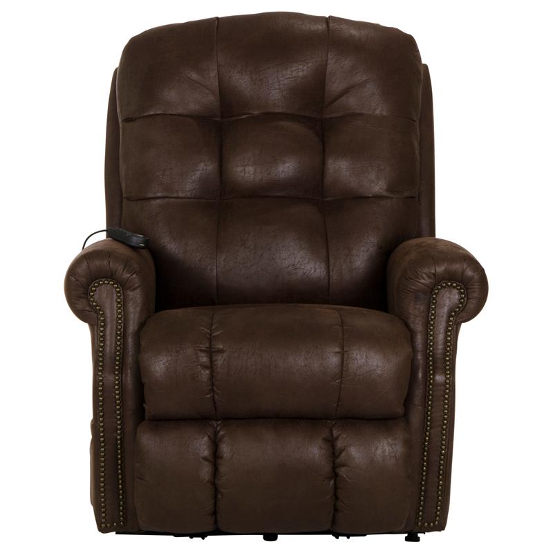 Pemberly Row Power Lift Recliner with Heat Massage in Chocolate Fabric