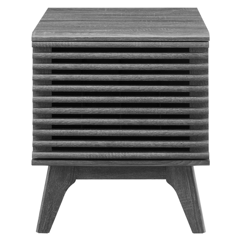 Pemberly Row Wood and Vinyl Record Display Stand in Charcoal