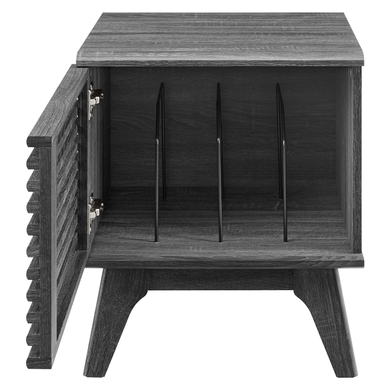 Pemberly Row Wood and Vinyl Record Display Stand in Charcoal