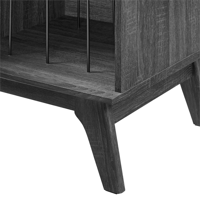 Pemberly Row Wood and Vinyl Record Display Stand in Charcoal