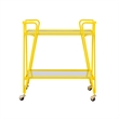 Pemberly Row Metal Rolling Bar Cart with Mirrored Shelves in Yellow