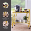 Pemberly Row Metal Rolling Bar Cart with Mirrored Shelves in Yellow