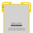 Pemberly Row Metal Rolling Bar Cart with Mirrored Shelves in Yellow
