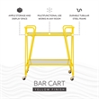 Pemberly Row Metal Rolling Bar Cart with Mirrored Shelves in Yellow