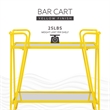 Pemberly Row Metal Rolling Bar Cart with Mirrored Shelves in Yellow