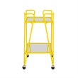Pemberly Row Metal Rolling Bar Cart with Mirrored Shelves in Yellow
