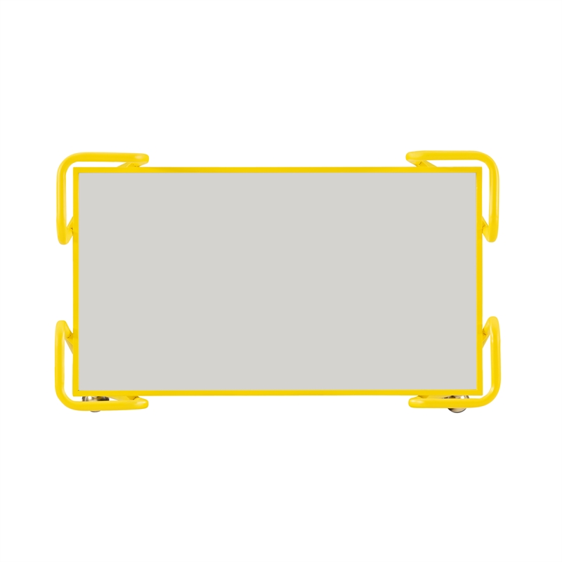 Pemberly Row Metal Rolling Bar Cart with Mirrored Shelves in Yellow