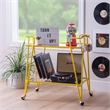 Pemberly Row Metal Rolling Bar Cart with Mirrored Shelves in Yellow