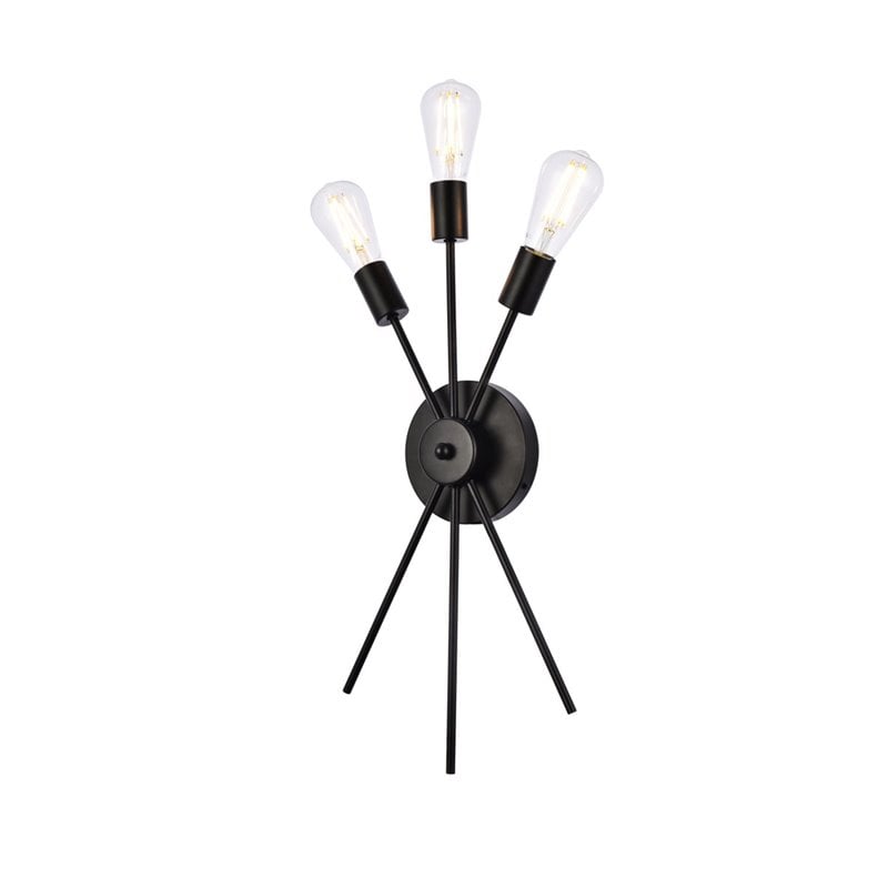 Pemberly Row 3-Light Metal Bath Sconce in Black Modern Design