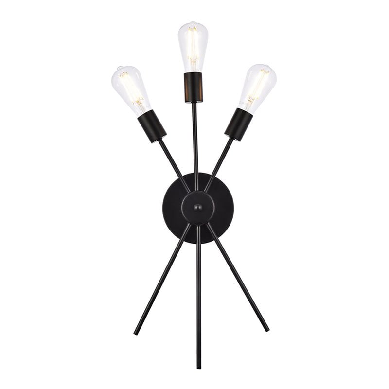 Pemberly Row 3-Light Metal Bath Sconce in Black Modern Design