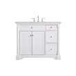 Pemberly Row Solid Wood and Metal Single Bathroom Vanity in White 42