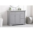 Pemberly Row Solid Wood and Metal Single Bathroom Vanity in Gray 42