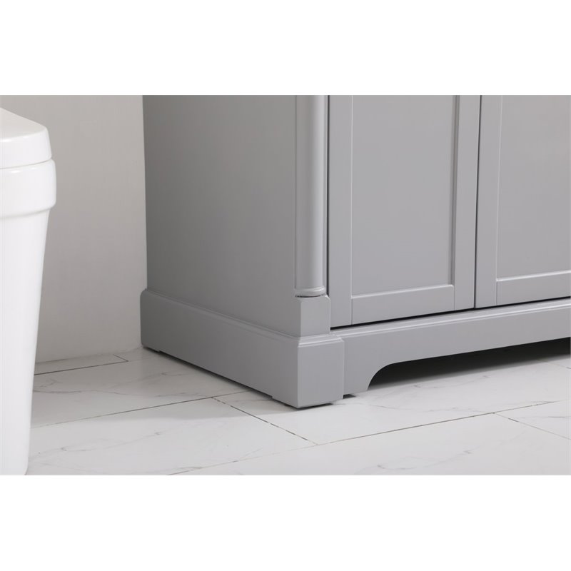 Pemberly Row Solid Wood and Metal Single Bathroom Vanity in Gray 42
