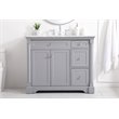 Pemberly Row Solid Wood and Metal Single Bathroom Vanity in Gray 42