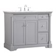Pemberly Row Solid Wood and Metal Single Bathroom Vanity in Gray 42