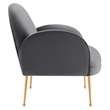 Pemberly Row Performance Velvet Armchair with Gold Legs in Gray