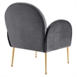 Pemberly Row Performance Velvet Armchair with Gold Legs in Gray