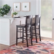 Pemberly Row Set of 2 Slat Back Wood Bar Stools in Dark Brown Finish