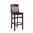 Pemberly Row Set of 2 Slat Back Wood Bar Stools in Dark Brown Finish
