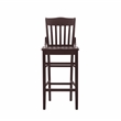 Pemberly Row Set of 2 Slat Back Wood Bar Stools in Dark Brown Finish