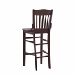 Pemberly Row Set of 2 Slat Back Wood Bar Stools in Dark Brown Finish