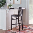 Pemberly Row Set of 2 Slat Back Wood Bar Stools in Dark Brown Finish