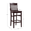 Pemberly Row Set of 2 Slat Back Wood Bar Stools in Dark Brown Finish