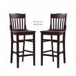 Pemberly Row Set of 2 Slat Back Wood Bar Stools in Dark Brown Finish
