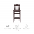 Pemberly Row Set of 2 Slat Back Wood Bar Stools in Dark Brown Finish