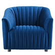 Pemberly Row Channel Tufted Velvet Armchair in Navy
