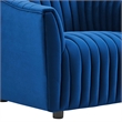 Pemberly Row Channel Tufted Velvet Armchair in Navy