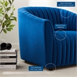 Pemberly Row Channel Tufted Velvet Armchair in Navy