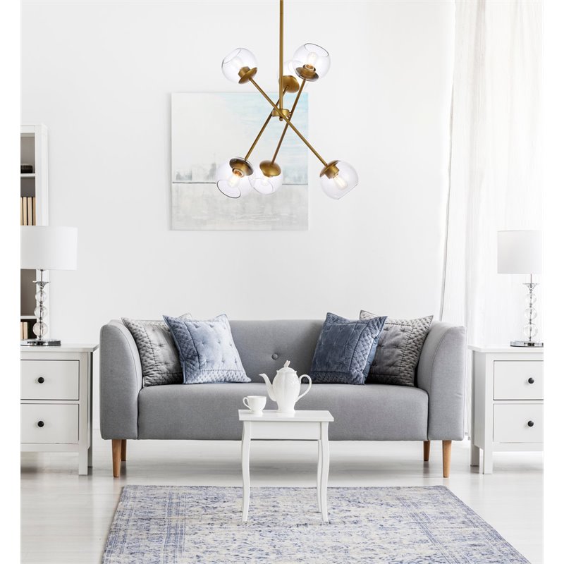 Pemberly Row 6-Light Modern Sputnik Pendant in Brass and Clear