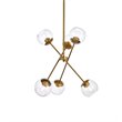 Pemberly Row 6-Light Modern Sputnik Pendant in Brass and Clear