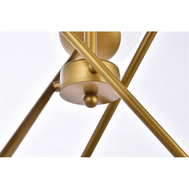 Pemberly Row 6-Light Modern Sputnik Pendant in Brass and Clear