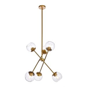 Pemberly Row 6-Light Modern Sputnik Pendant in Brass and Clear