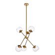 Pemberly Row 6-Light Modern Sputnik Pendant in Brass and Clear