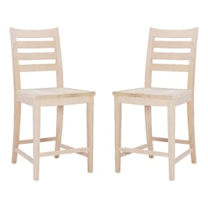 Pemberly Row Set of 2 Ladderback Counter Stools in Unfinished Beechwood