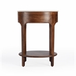 Pemberly Row Oval Marble Nightstand with Wooden Frame in Brown