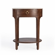Pemberly Row Oval Marble Nightstand with Wooden Frame in Brown