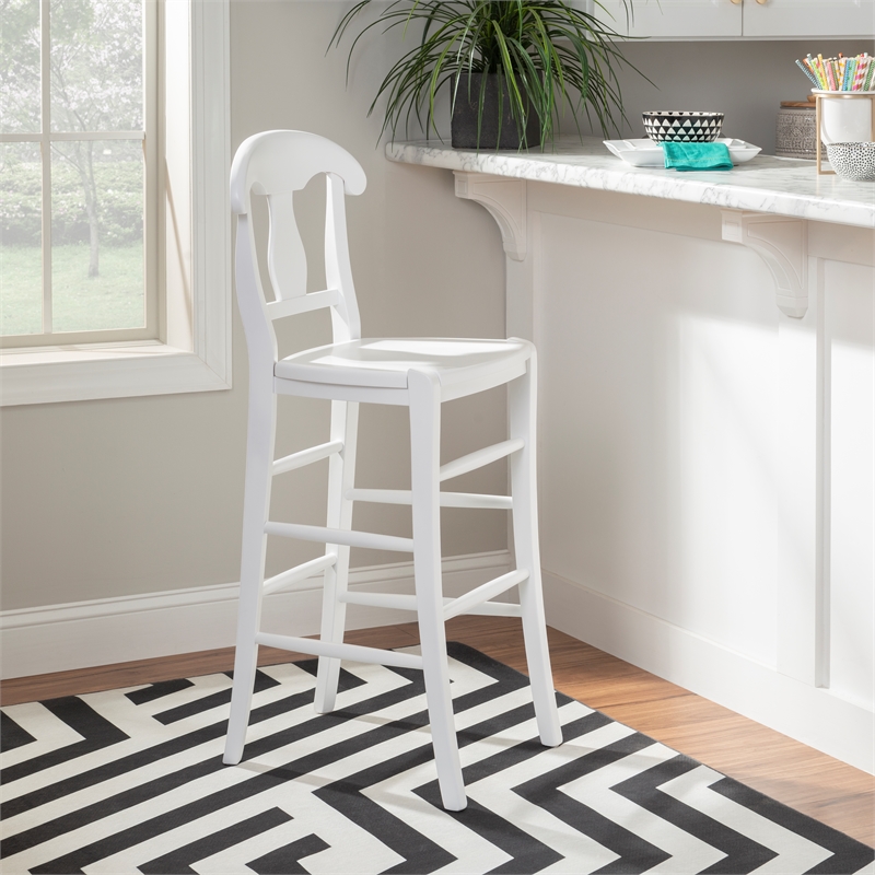 Pemberly Row Commercial Grade Set of 2 Counter Stools in White Beechwood