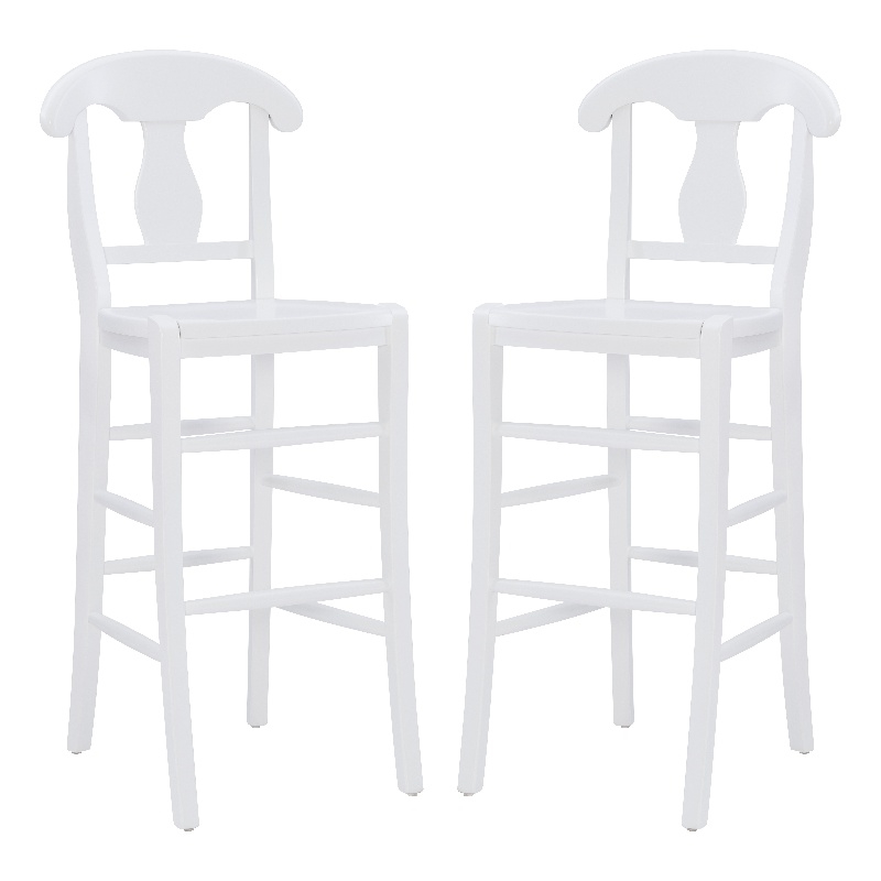 Pemberly Row Commercial Grade Set of 2 Counter Stools in White Beechwood