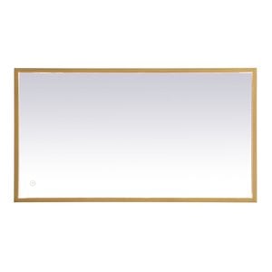 Pemberly Row 18x36&quot Aluminum LED Mirror with Brass Finish