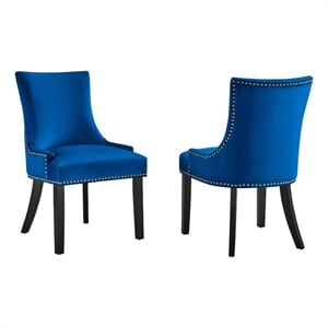 Pemberly Row 20.5&quot Velvet Dining Side Chairs in Navy (Set of 2)