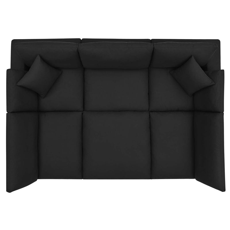 Pemberly Row Modern 6-Piece Fabric Sectional Sofa in Black