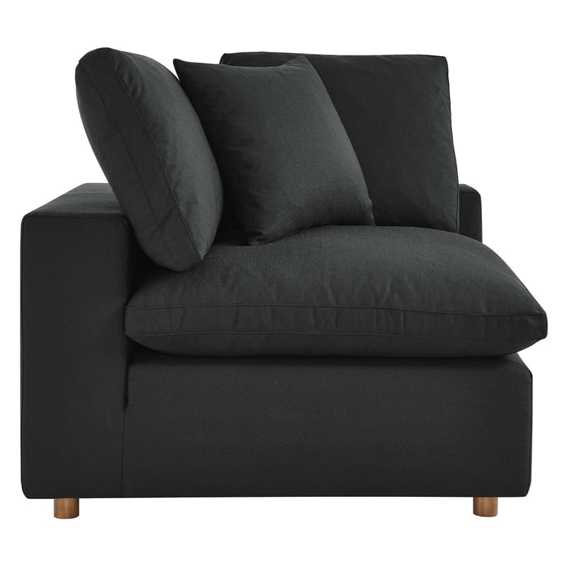 Pemberly Row Modern 6-Piece Fabric Sectional Sofa in Black