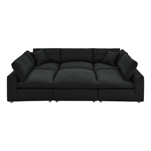 Pemberly Row Modern 6-Piece Fabric Sectional Sofa in Black